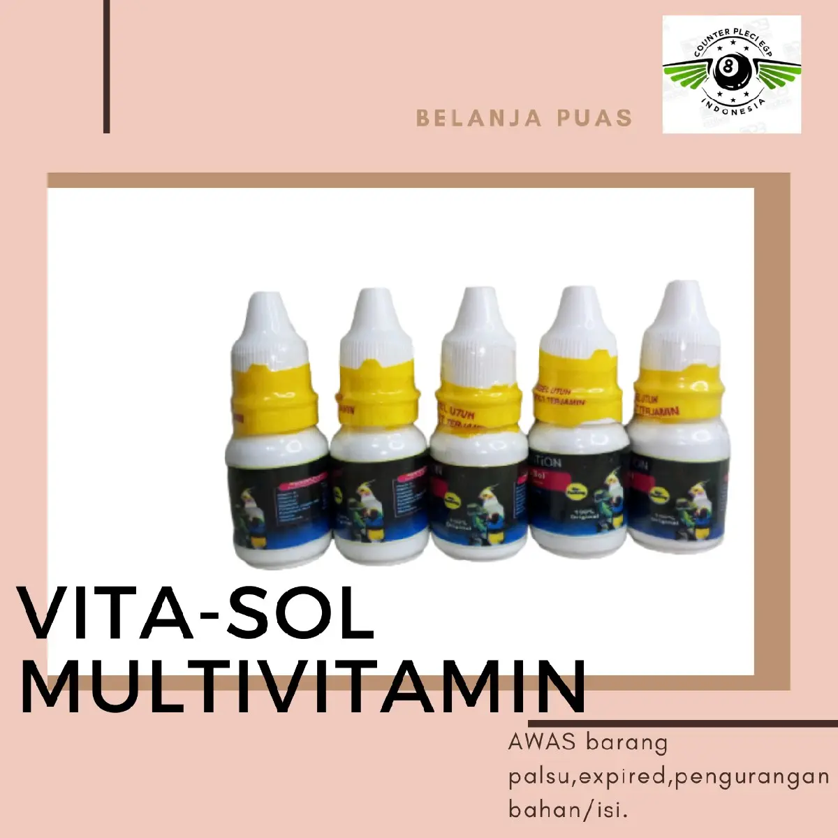 VITASOL 10 ML VITA-SOL HIGH POTENCY DAILY LIQUID SUPLEMENT BURUNG PLECI