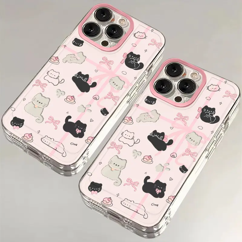 Ốp Điện Thoại Họa Tiết Mèo Đen, Thiết Kế Sang Trọng Và Thời Trang, Tương Thích Với iPhone 16 Pro Max, 11, 12, 13, 14, 15, XR, X, XS Max, 7, 8 Plus, SE2020, Chất Liệu TPU, Trong Suốt, Bao Gồm Tất Cả, Ốp ốp Mềm Silicon Chống Trượt, Giá Cả Phải Chăng 0
