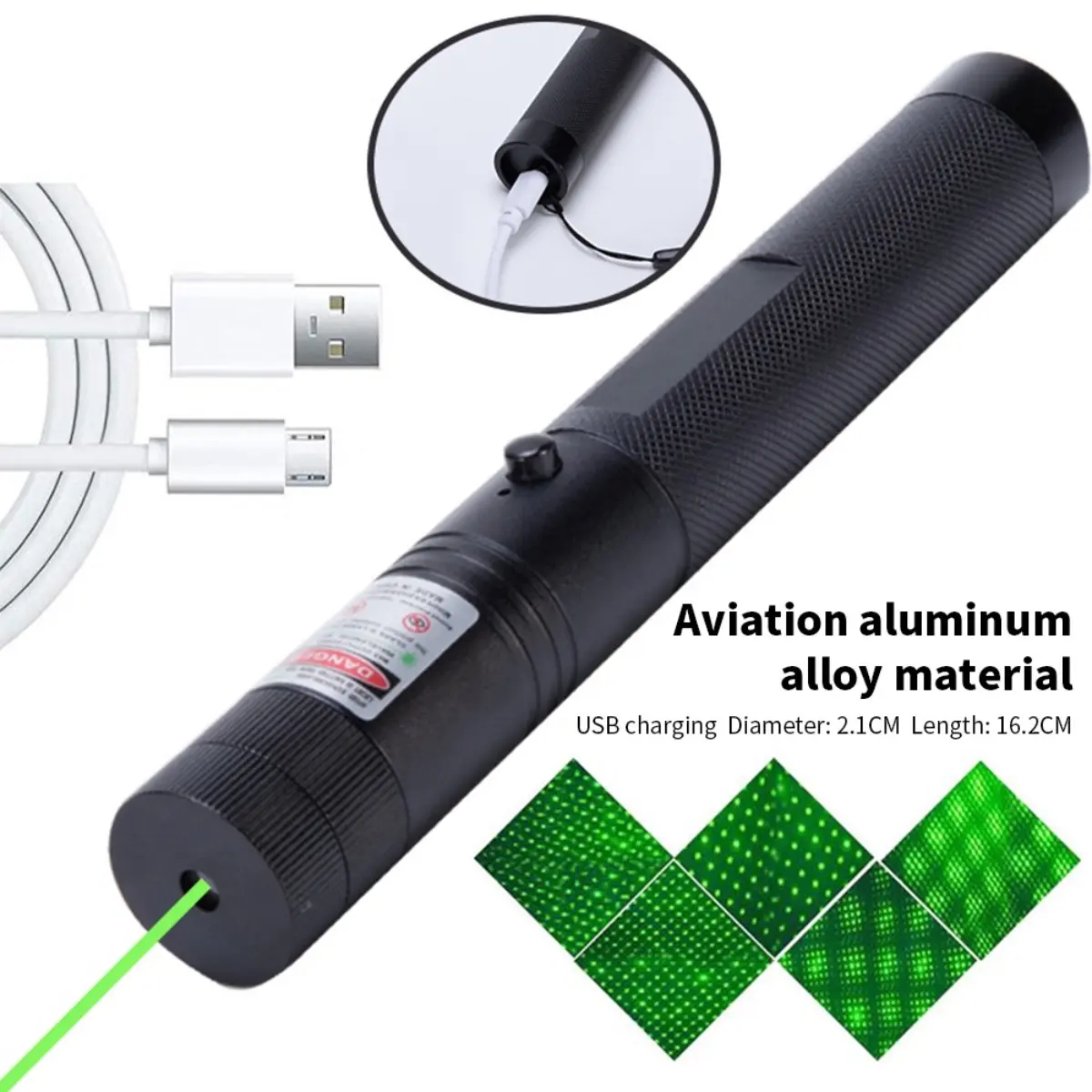 303 Green Light Star Laser Flashlight Powerful Green Laser Pointer Beam Light USB Rechargeable