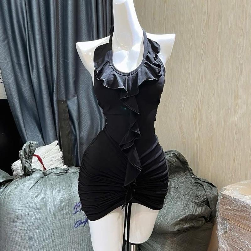 F94 ĐẦM BODY NGẮN NHÚM BÈO CỘT DÂY CỔ , KHOÉT LƯNG Nữ 7