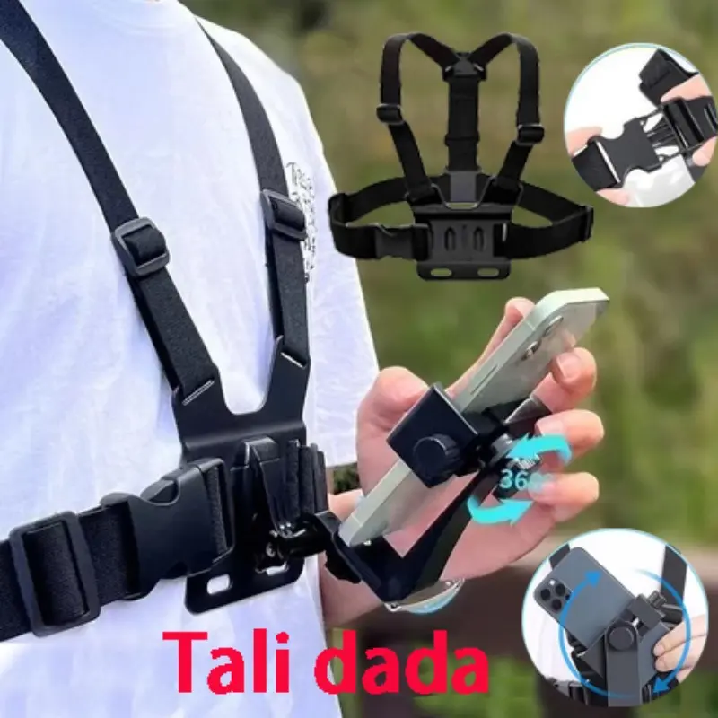 【COD】5 pcs/set Tali Dada Penyangga Ponsel Pintar GoPro Hero Tali Kamera Olahraga 360 Derajat Penyangga Tali Dada Youtuber Vlog HP Tali Kamera Elastis yang Dapat Disesuaikan Handphone