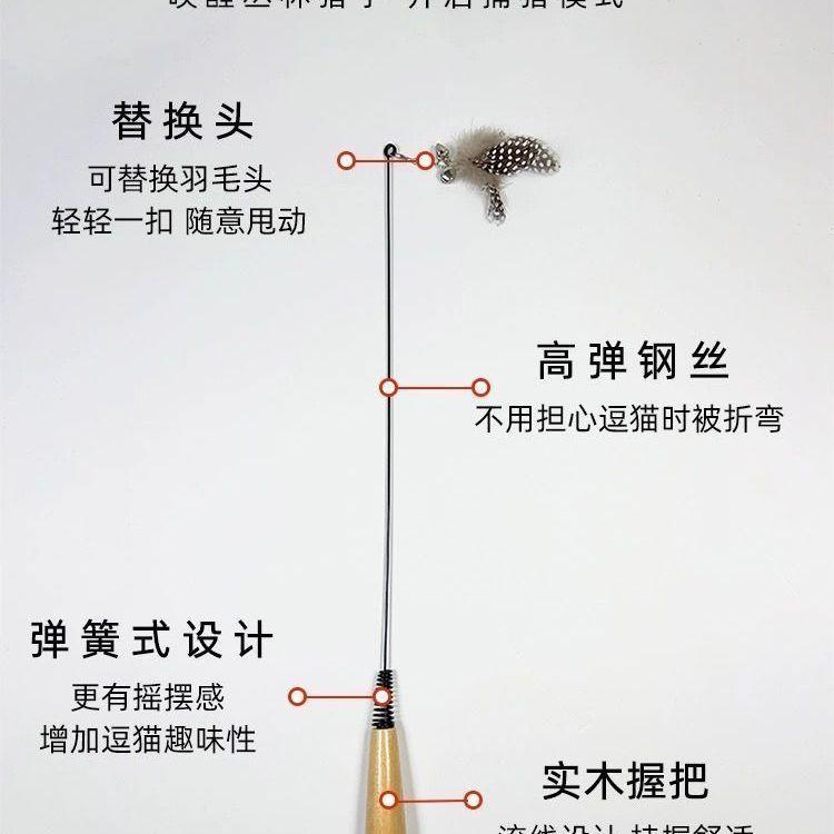Bộ Trêu ghẹo mèo lò xo tay cầm bằng gỗ, Cấp CFA, 30 ngày bán chạy, Thích hợp cho mèo con, Tự-Hi, làm giảm Bó Sát Đầu thay thế chuông, Đồ chơi chống cắn, 30 miếng, Hàng mới về năm 2025 6