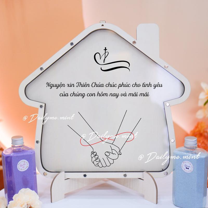 Tranh Rót Cát Ngày Cưới Hình Ngôi Nhà Nấm Theo Mẫu Có Sẵn - Dailymemint 5