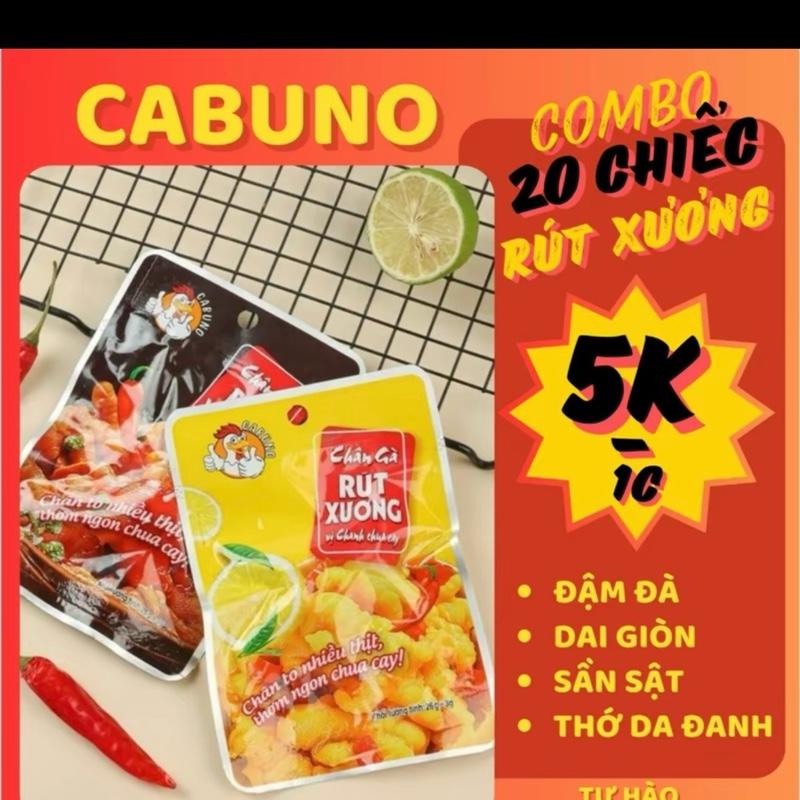 ( Tặng Quà ) Combo 40 Chân Gà Rút Xương Cabuno Thơm Ngon Chọn Vị Chua Cay - Thương Hiệu Uy Tín