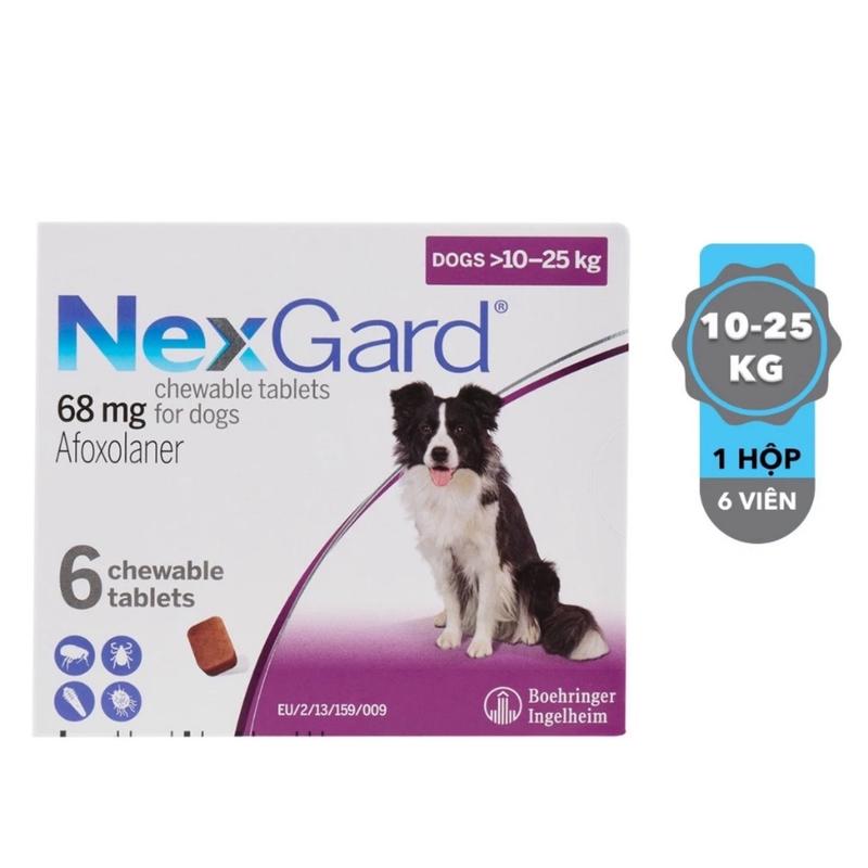  NexGard 10-25kg diệt Ve Rận Bọ Chét Ghẻ Demodex trên Chó 