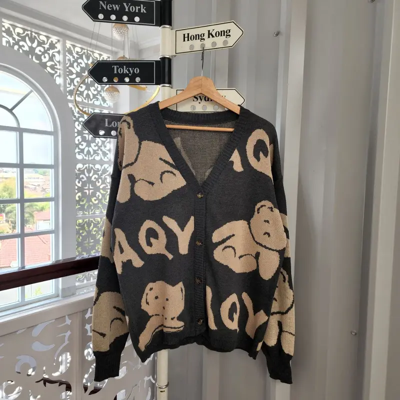 (COD) (SYUA PROJECT) AQY BEAR OUTER CARDIGAN RAJUT CEWEK LUCU 2