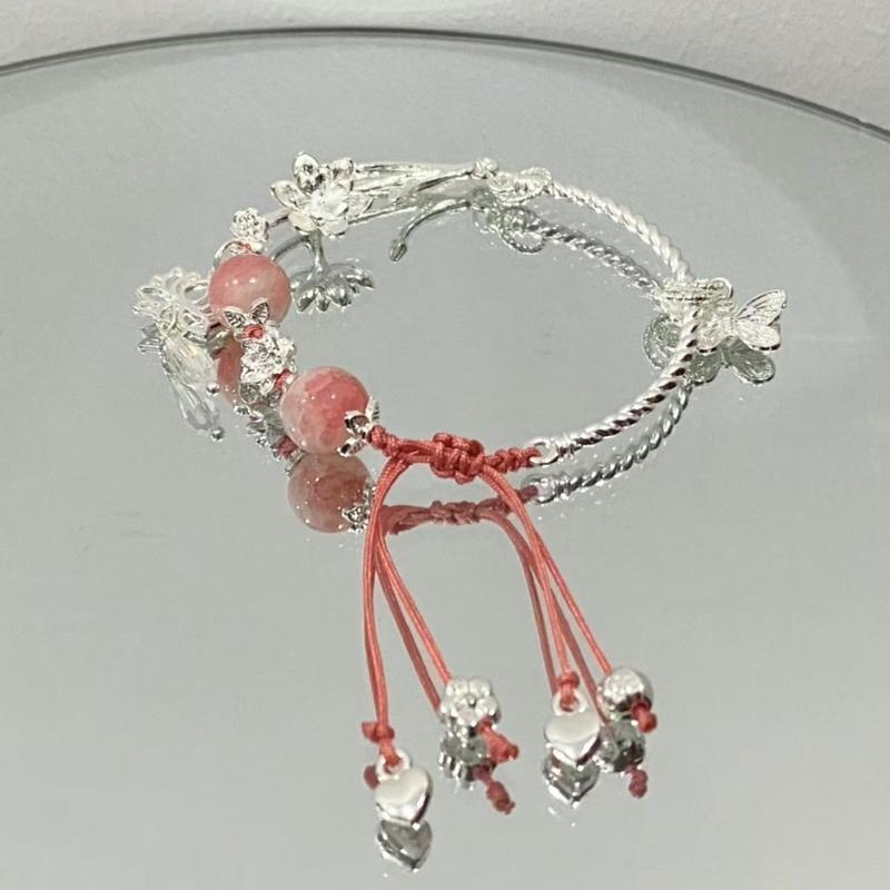 Vòng Tay Nửa Pha Lê Dâu Tây, Bốn Gói, Vòng Tay Chuông Bướm, Vòng Tay Chính Hãng Cao Cấp Quà Tặng Độc Đáo Siêu Thanh Lịch, Thích Hợp Cho Bạn Thân Và Bạn Gái, Thủ Công Dệt 3