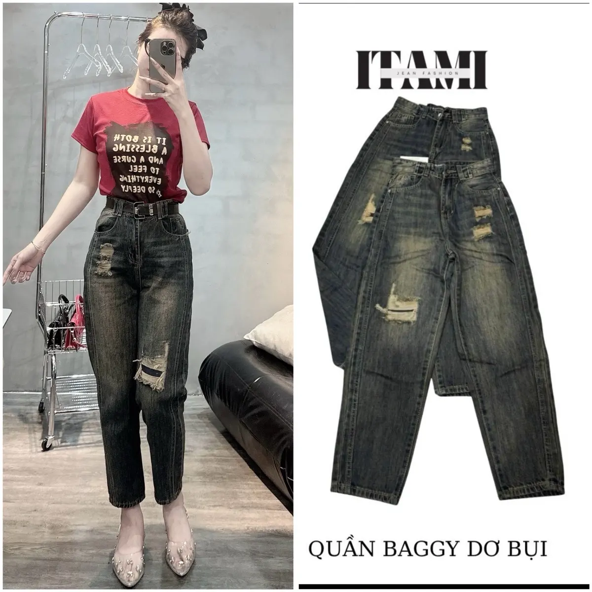 (281){S-M-l-XL}Quần Baggy nữ hàng QC lưng cao loại 1 không co giãn chất dày mềm có lót trong mã 281