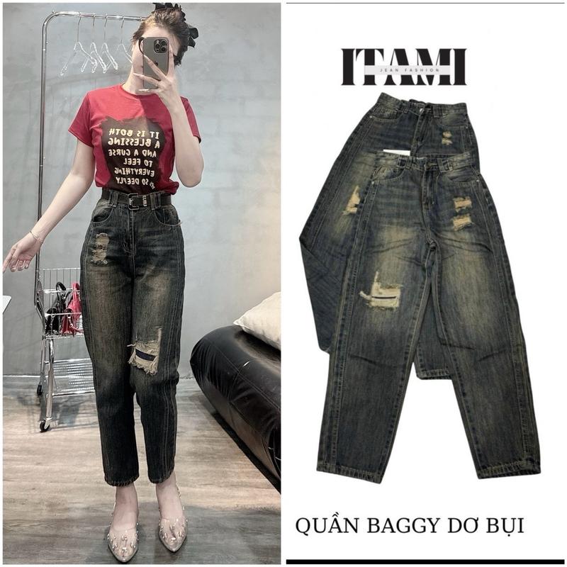{S-M-l-XL}Quần Baggy nữ hàng QC lưng cao loại 1 không co giãn chất dày mềm có lót trong mã 281