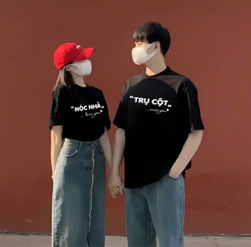 Áo thun, áo phông cặp nam nữ, áo đôi mặc với người yêu in hình TRỤ CỘT  - NÓC NHÀ miss you đáng yêu, ý nghĩa, cá tính (GIÁ 1 ÁO) chất cotton mềm mịn thoáng mát, phong cách năng động Women  - Men áo  cap đồ đôi 1