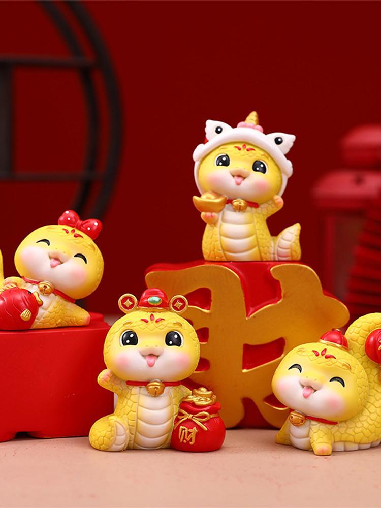 Product Introduction of Snake New Years Figurines Statue Handcraft Resins Snake Decoration Fun Desk Ornament Mini New Years Decoration 25