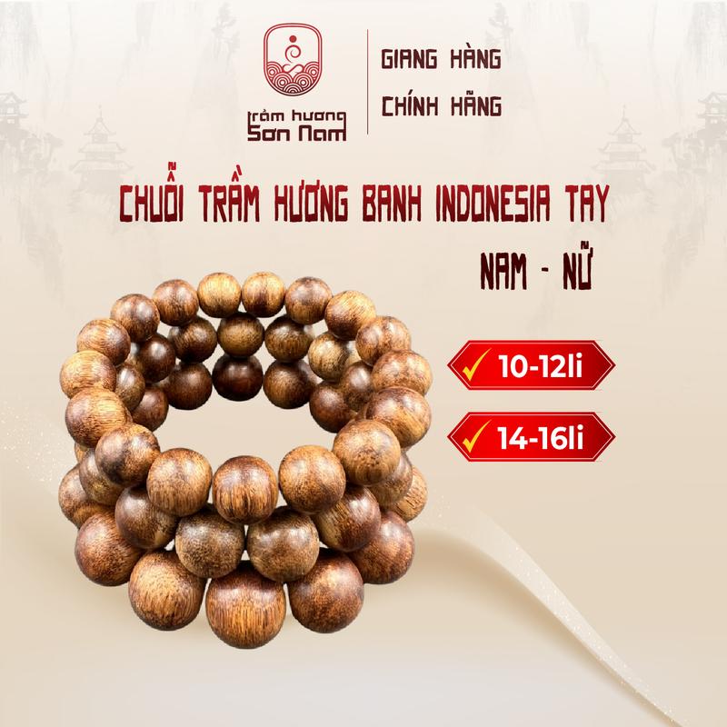Vòng chuỗi trầm hương banh INDONESIA Sơn Nam tay NAM-NỮ 10-12-14-16 li [Tặng kèm hộp thủy tinh+vụn trầm bảo quản+nhang 20g+kẹp ]