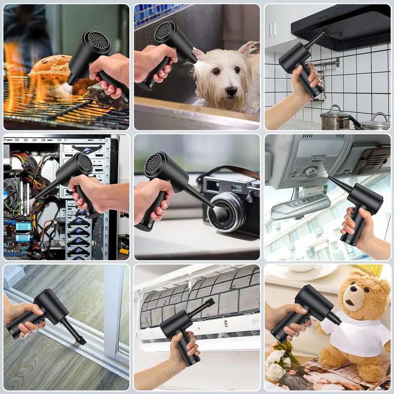 Compressed Air Duster, 3-Gear 51000RPM Electric Air Duster, Portable Air Blower with LED Light, 4000mAh Rechargeable Cordless Air Duster 5