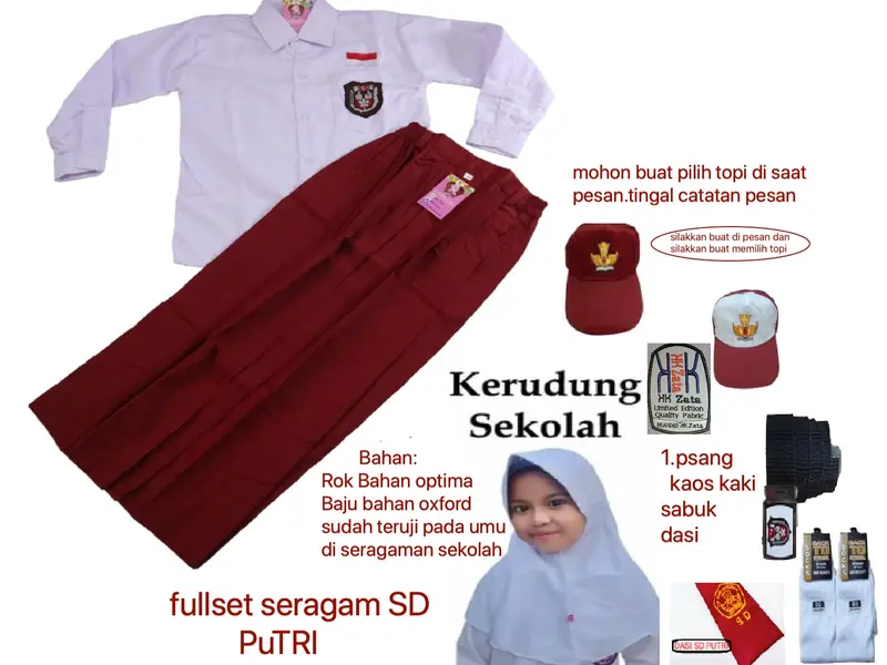 fullset seragam sekolah SD putri Baju Rok Fashion Fashion Anak 5