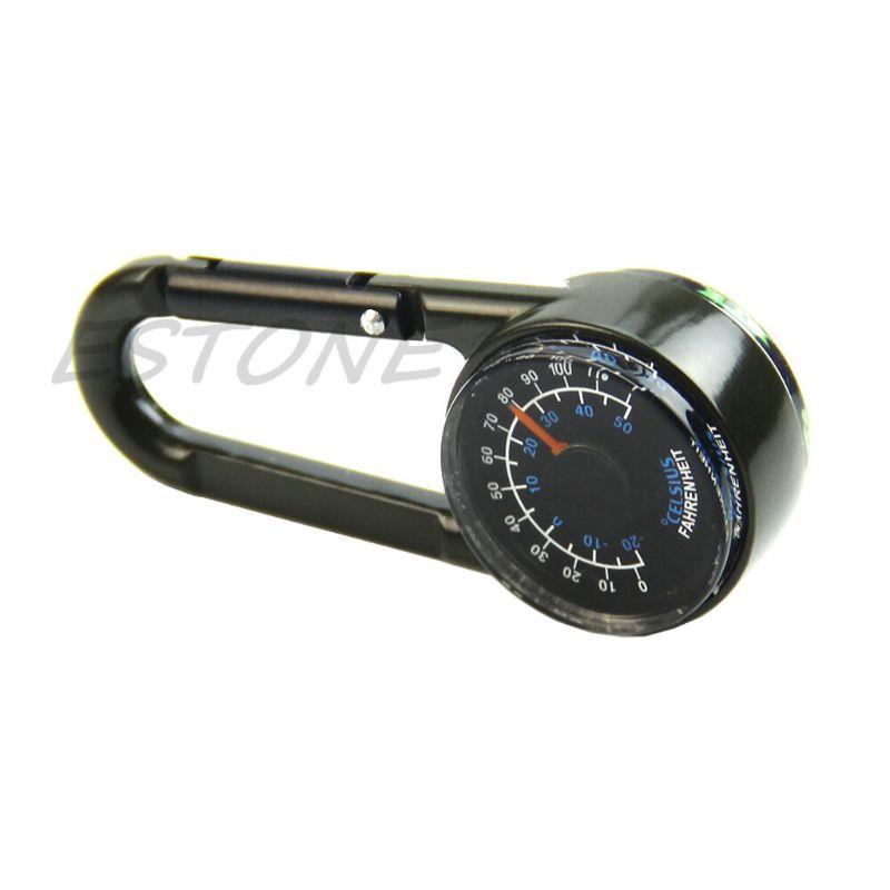Product Introduction of 831C Outdoor Multifunctional Hiking Metal Carabiner Mini Compass Thermometer Keychain 3