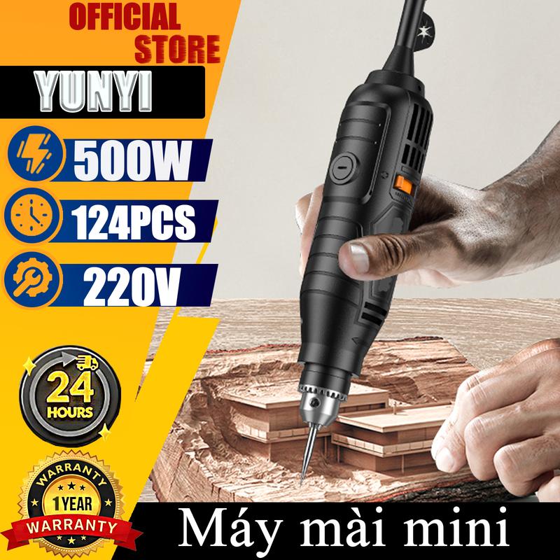 YUNYI Máy mài khuôn 220V,máy khoan điện mini, Cắt, Khoan, Máy Đánh Bóng, Dụng Cụ Đa Chức Năng, Bộ Chà Nhám 124 Món bảo hành 1 năm