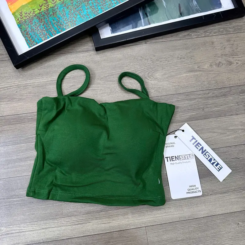 Áo Thun 2 Dây Có Đệm 2 Lớp, Áo Ống Quây bra Co giãn có mút ngực Nữ Women Top 6