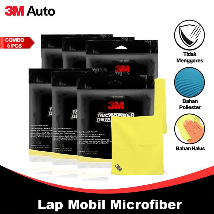 Gambar 3M Auto Kain Lap Mobil COMBO 6 Pcs Microfiber Detailing Cloth Cleaning Motor Bebas Noda CMB06-3M-39016 car kendaraan dari OTOmobil Kota Administrasi Jakarta Barat Tokopedia