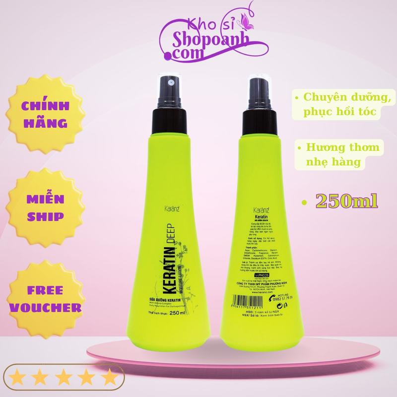 Xịt Dưỡng tóc Collagen Keratin karanz phục hồi tóc hư tổn 230ml hương thơm nhẹ, tự nhiên