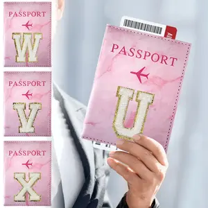 Pelindung Paspor Travel Pink Color Passport Holder Passport Protective Cover ID Credit Card Holder Embroidery Label Series