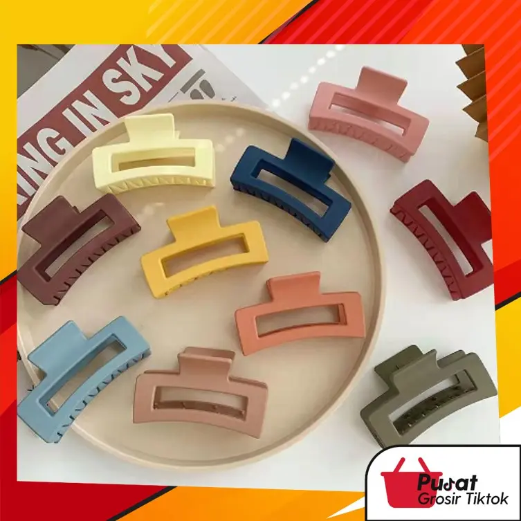BISA COD F5808 Jedai Persegi Panjang Doff Korean Style Import / Jedai Wanita / Jepit Rambut Polos Plastik Clips 0