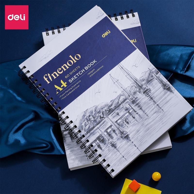 Sổ Phác Thảo Sổ Tay Vẽ Chuyên Nghiệp 160 100 gsm 120 80 trang Deli - Sketchbook Giấy Trơn Gáy Xoắn Ngang Và Dọc Không kị tẩy
