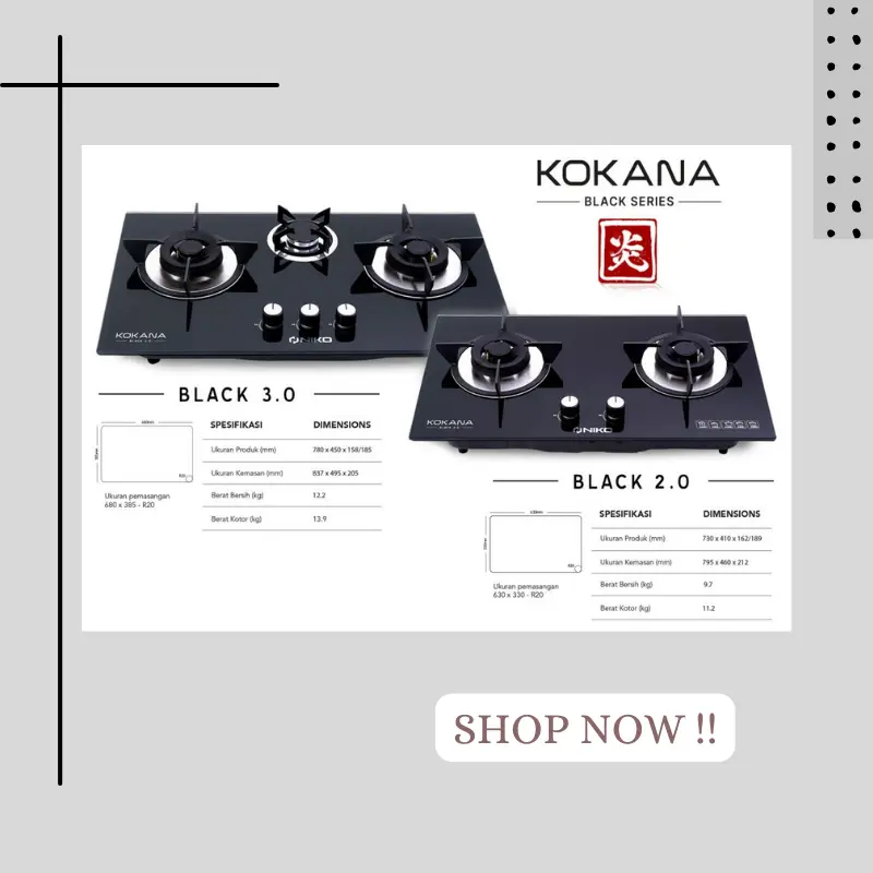 KOMPOR NIKO KOKANA 2/3 TUNGKU BLACK SERIES 0