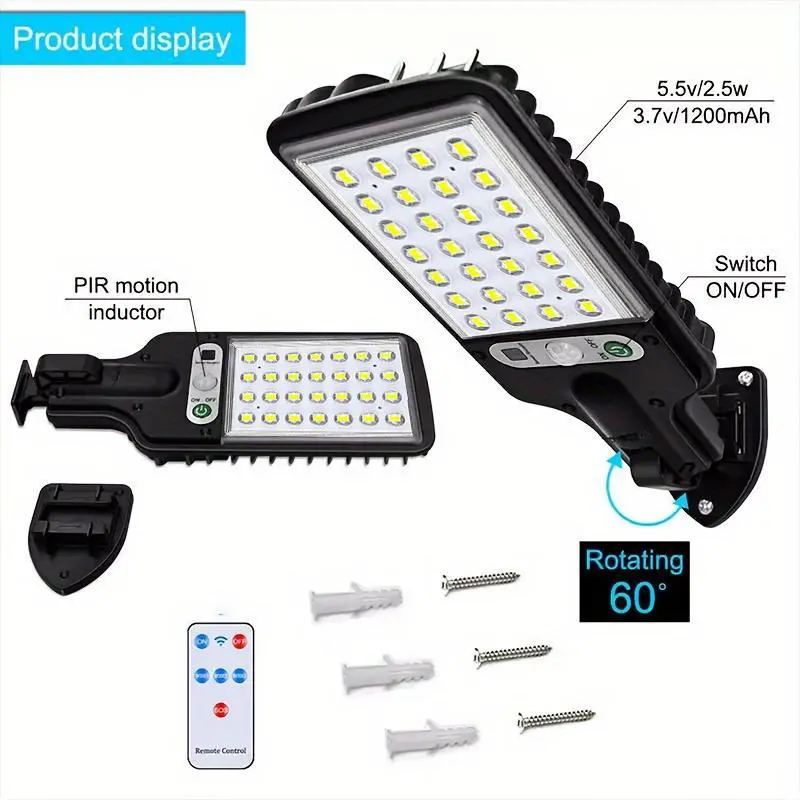 Solar Powered Outdoor Light, 4 Counts LED Security Light with Remote Control, Outdoor Wall Mounted Light for Garden, Garage, Yard, LED Lights 4
