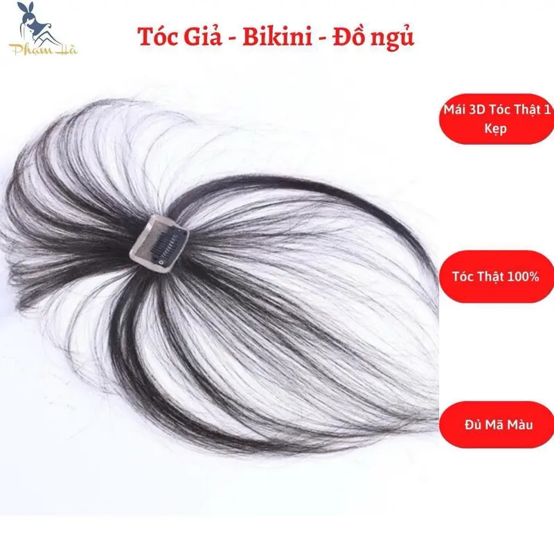 {Giảm 50k} Mái 3D Tóc Thật Dệt Tay , Tóc Mái Hàn Quốc Che Bạc , Mái Siêu Cấp Tóc Phạm Phạm Hà 3