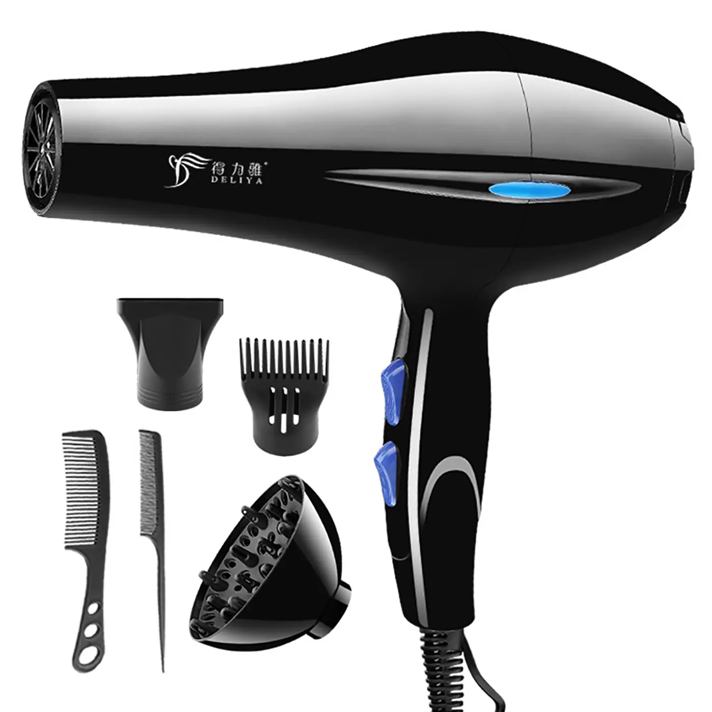 Máy sấy tóc tạo kiểu Deliya công suất lớn 2200W, tặng kèm phụ kiện Nam Nữ Chăm Sóc Tóc maysay taokieu Women