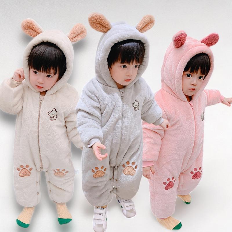 Áo liền quần Body ủ ấm nỉ bông 3 lớp trần bông cho bé trai bé gái mặc mùa đông ấm áp SLD06