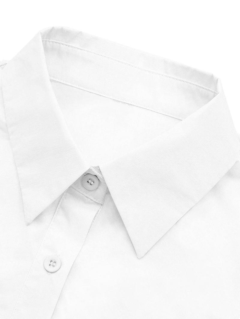 Product Introduction of Women's Plain Ruched Button Front Shirt, Elegant Long Sleeve Collared Top for Spring & Fall, Ladies Clothes for Work Office Business 7
