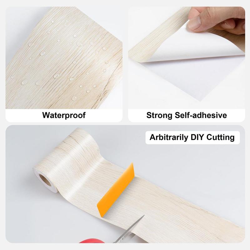 Product Introduction of Realistic Wood Grain Repair Duct Tape Furniture Renovation Adhesive Skirting Waist Line Floor Stickers Home Decor Improvement 18