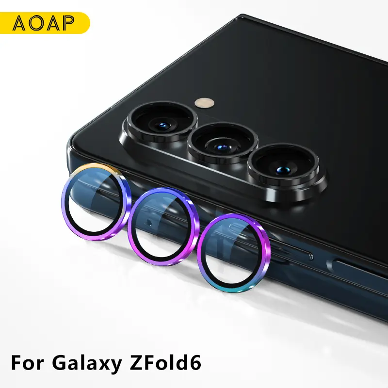 For Samsung Galaxy Z Fold 6 Camera Lens Protector Case Cover, Ultra HD Tempered Metal Glass Anti Scratch Rear Camera Screen Protector Shockproof Film