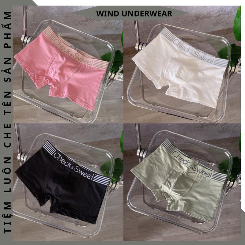 Quần lót nam boxer, Sịp đùi nam chất liệu cotton co giãn 4 chiều thấm hút mồ hôi tốt WIND CEHCK NEW Menswear Quần Lót Quần Boxer Thun đồ  lót
