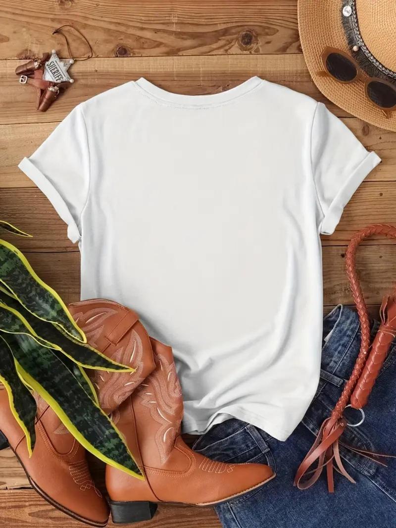 Product Introduction of Plus Size 80s & 90s Made Me Letter Print Round Neck Tee, Casual Short Sleeve Crew Neck T-shirt for Summer, Women's Plus Clothing for Daily Wear 9