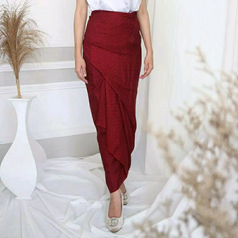 rok lilit tali viscos tali Flowy Panjang Wanita Motif Baju 0
