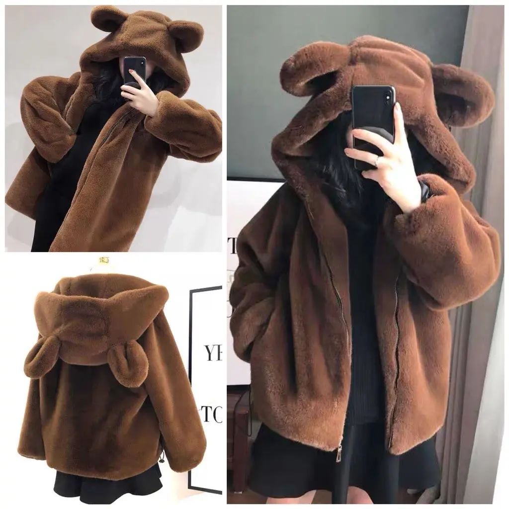 ÁO LÔNG CỪU NỮ TAI THỎ HÀNG XUẤT KHẨU MỀM MẠI ẤM GIỮ NHIỆT Có hoa