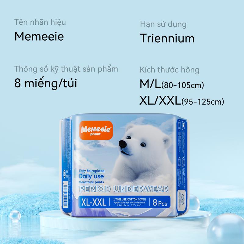 Product Introduction of (khuyến mãi quà tặng )[2025 mới ra mắt] Memeeie mới 4 gói hàng ngày vệ sinh khăn ăn quần eo dán dễ dàng mặc và cởi (8 miếng) 360 ° rò rỉ trần truồng ánh sáng thoáng khí màng cơ sở hấp thụ nhanh chóng 18