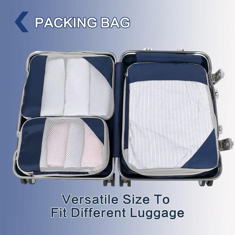 Travel Storage Bag Set, 4 Counts/set Including 3 Counts Compression Packing Cubes & 1 Count Shoe Bag, Travel Organizer for Clothes, Bedding, Toiletries 3
