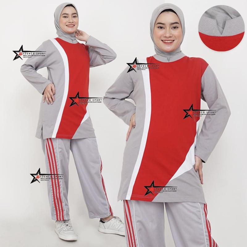 Product Introduction of Setelan baju olahraga wanita tunik muslimah / setelan baju senam wanita Celana Muslim Panjang Wanita Sport Hitam Seragam Polos Atasan 3
