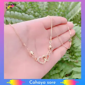 Kalung Xuping Gold Kalung Dewasa Model Italy Liontin Permata Double Love