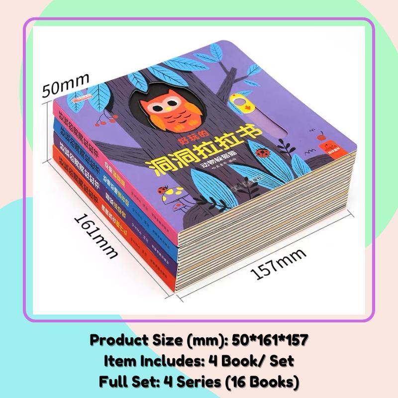 Casual 4 Books Chinese Montessori Activity Board Book (Push Pull Slide) Learn Through Play Babies Toddlers (0-3 Yrs) 1