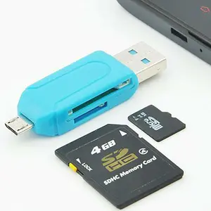 Card Reader OTG Micro USB 2 Slot Micro SD dan SD Card Memory Computer Flashdisk PC