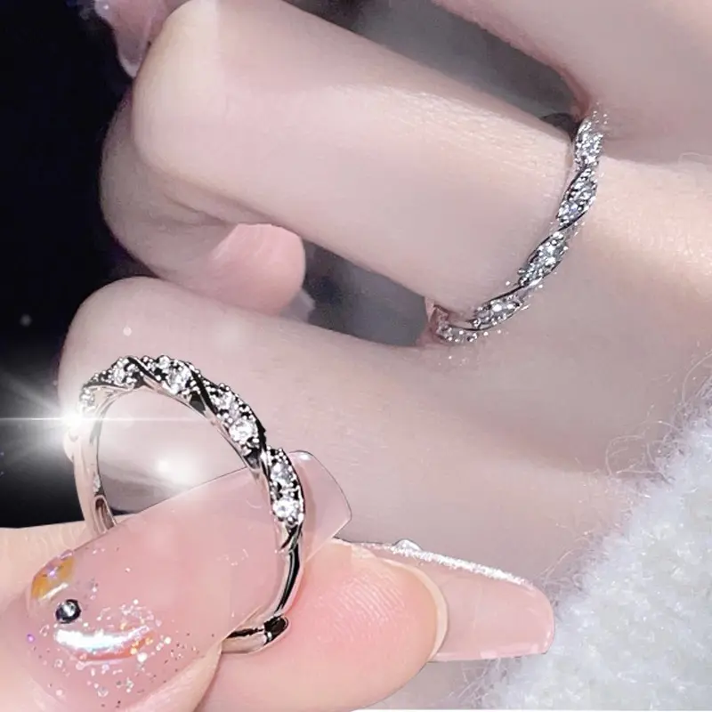 Luxury Shiny Broken Crystal Ring Korean Fashion Women's Jewelry Rings Rhinestone Simple Minimalism for Girl Wedding Gifts