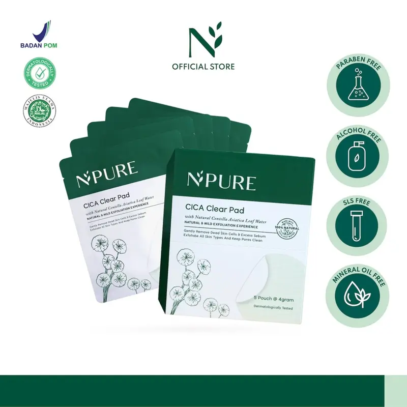 NPURE Cica Clear Pad Sachet | Pembersih Make Up 0