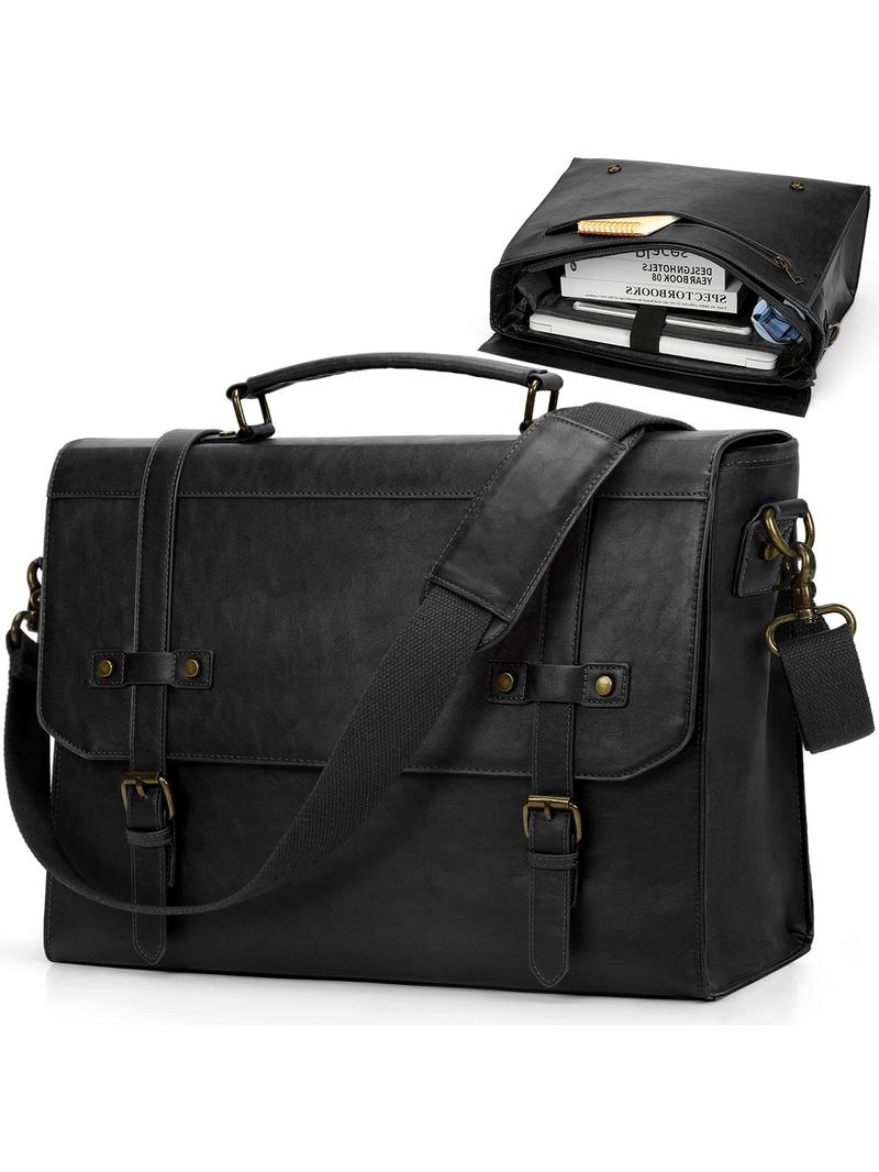 Product Introduction of Men's Elegant Vintage Solid Color Briefcase, Fashionable Large Capacity Laptop Bag, Casual Trendy Versatile High-quality Daily Commuting Bag 0
