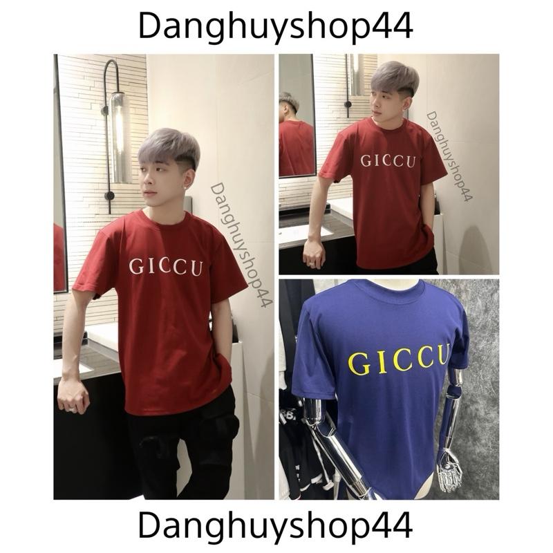 Áo Phông Nam Nữ, Hoạ Tiết In Chữ Trước Áo, Chất Liệu Cotton 2C 250Gsm, 2 Màu Đỏ Mận - Xanh Than