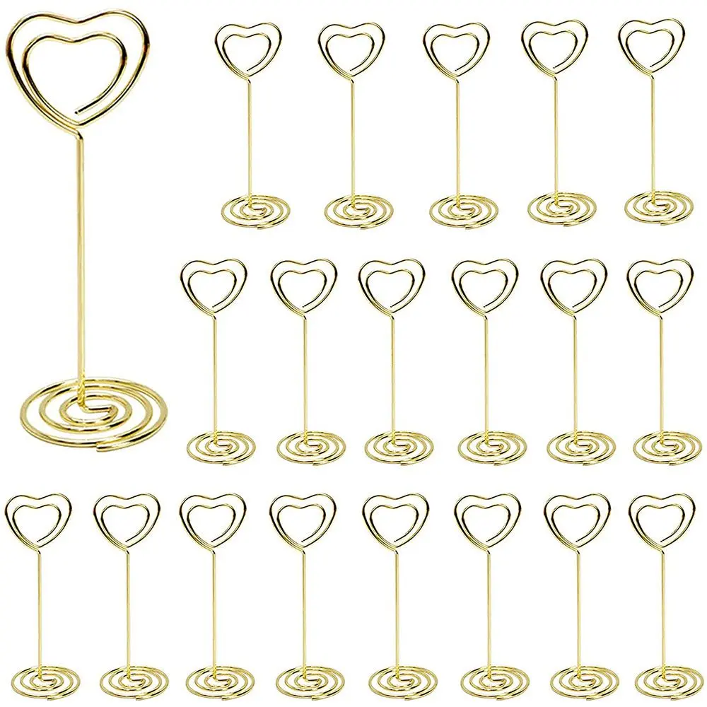1PCS Party Romantic Picture Cards Display Stand Wedding Supplies Heart Shape Desktop Decoration Table Numbers Holder Place Card Clamps Stand Photos Clips