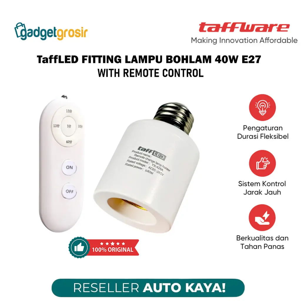 Taffware TaffLED Fitting Lampu Bohlam 40W E27 With Remote Control On Off Timer Smart Home Light Bulb - YX428A